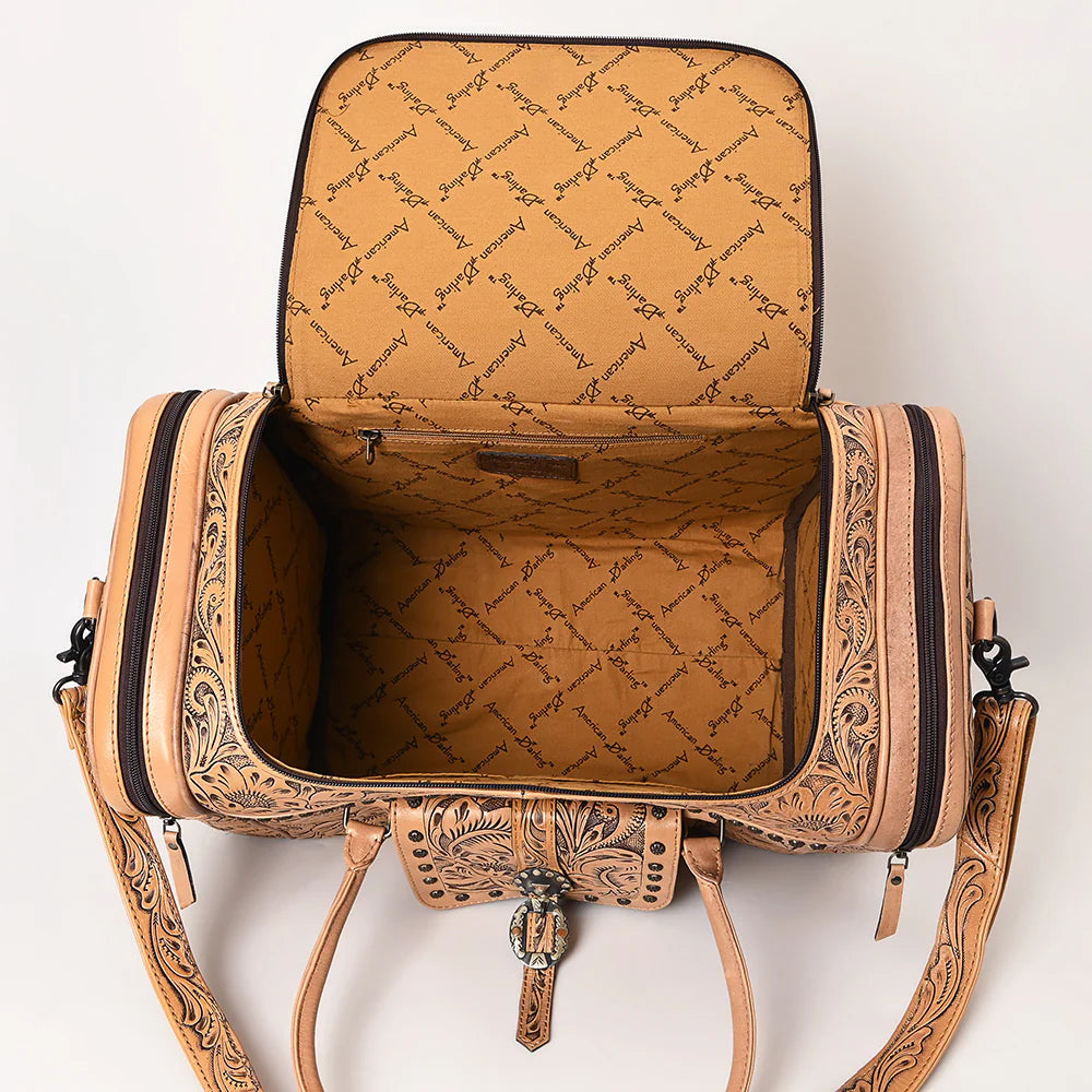 Tooled Leather Duffle Bag