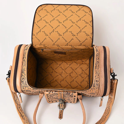 Tooled Leather Duffle Bag